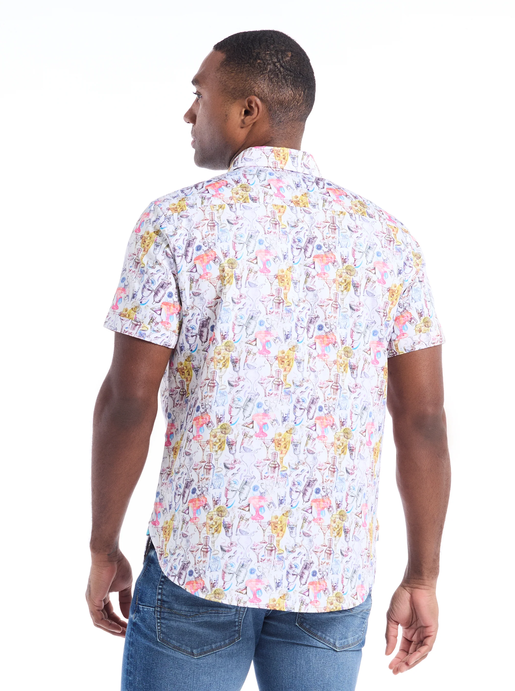 DRINKS ON ME SHORT SLEEVE BUTTON DOWN SHIRT - Image 4