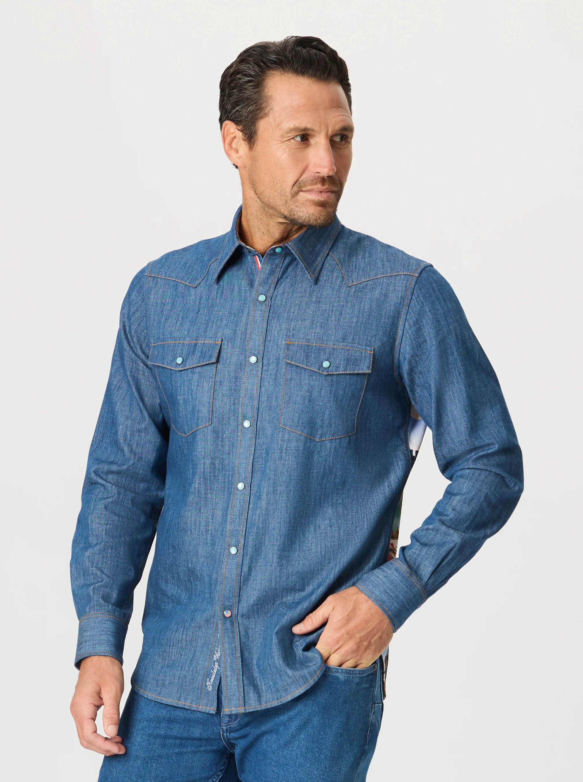 POSTCARDS LONG SLEEVE BUTTON DOWN SHIRT - Image 3