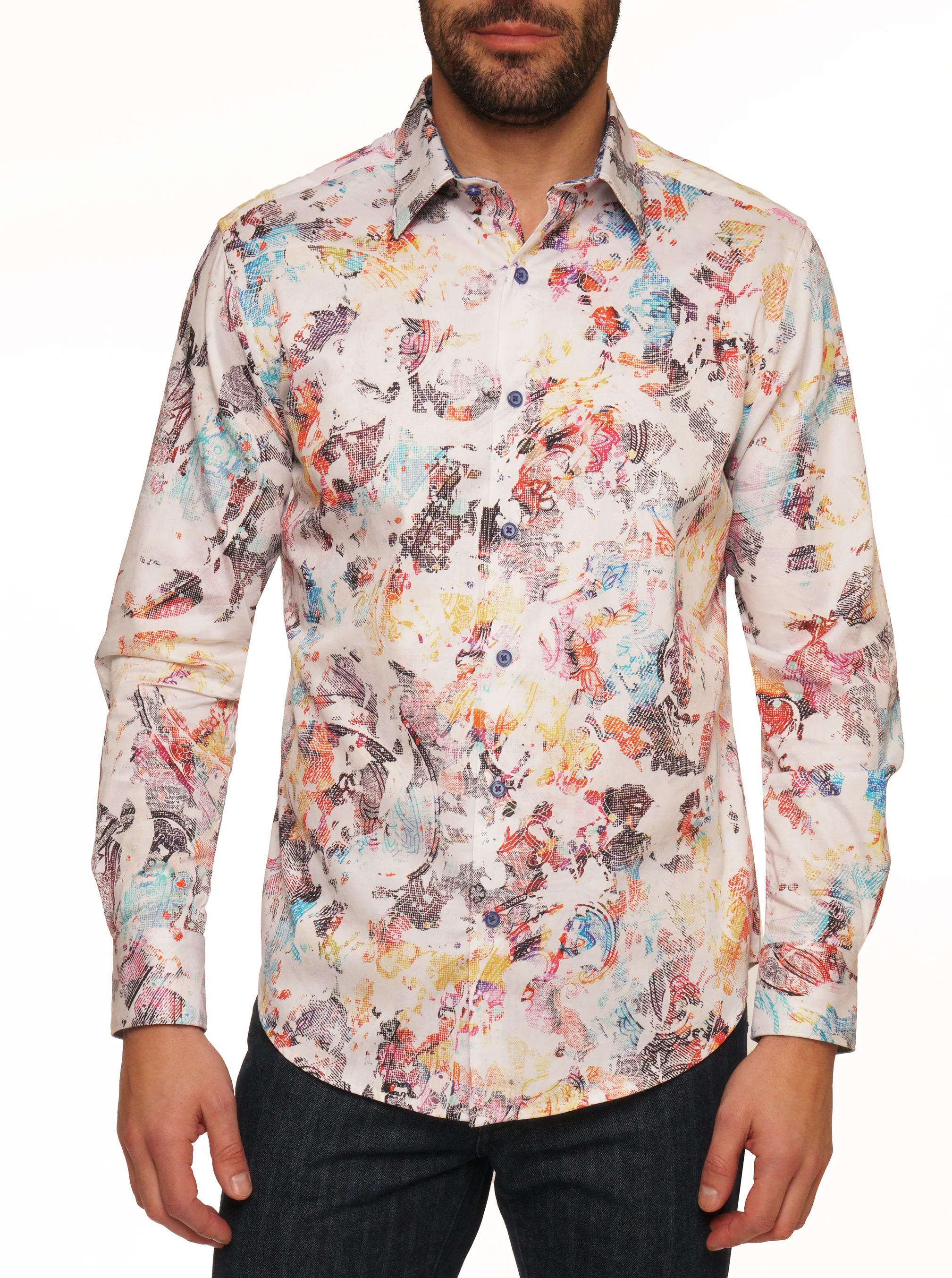 SPLASH OF COLOR LONG SLEEVE BUTTON DOWN SHIRT - Image 2