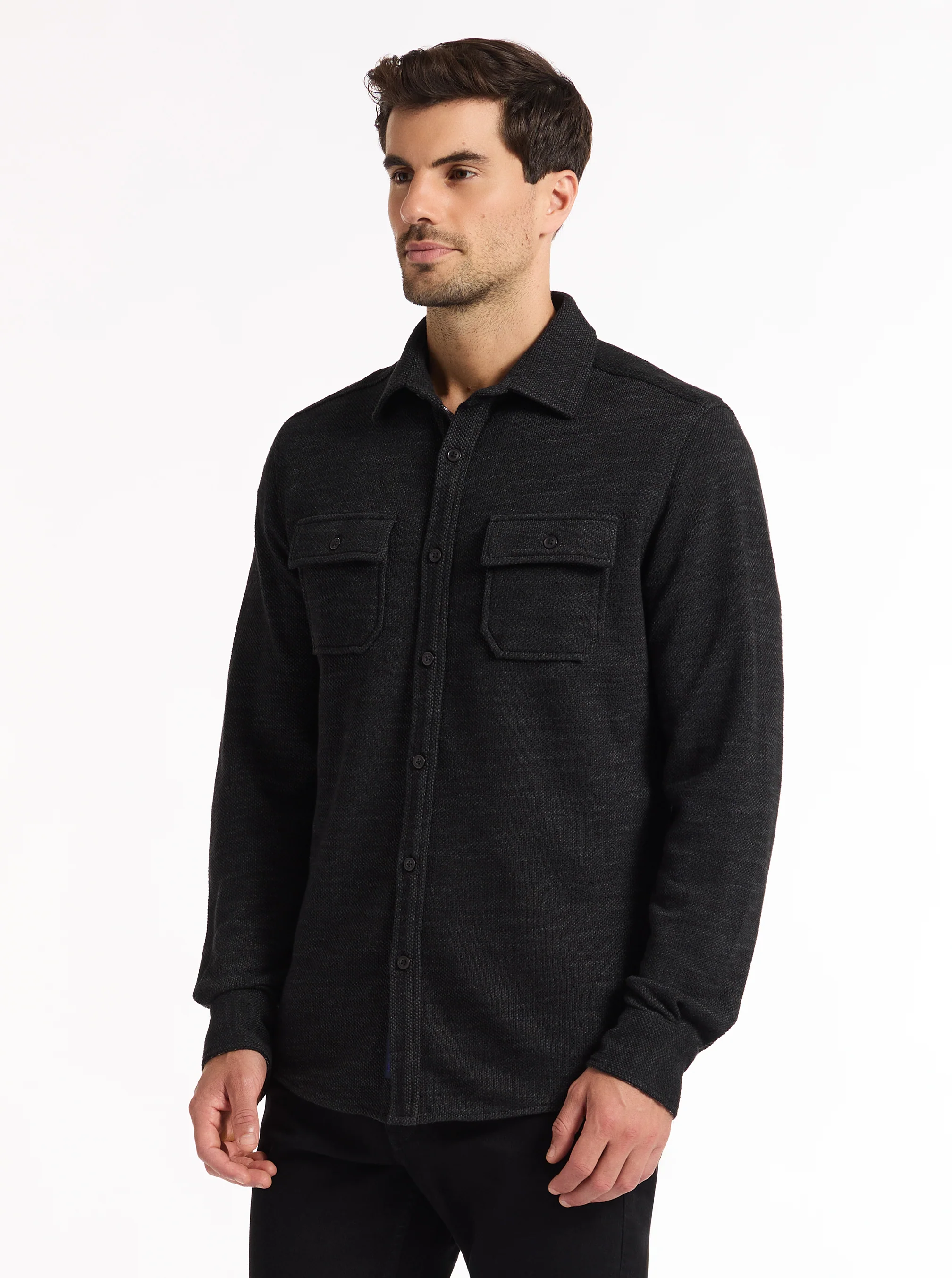 WAYNE LONG SLEEVE BUTTON DOWN KNIT SHIRT - Image 3